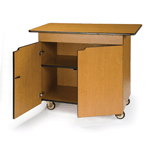 Geneva 6711201 Enclosed Service Cart - 2 Hinged Doors, 1 Center Drawer, 1 Fixed Shelf - Gray Sand Laminate Finish