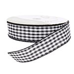 Gingham Black & White Ribbon, 1-1/2