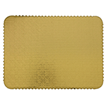 Gold Rectangular Scalloped Corrugated Full Size Cake Board 17" x 25" - Pack of 10