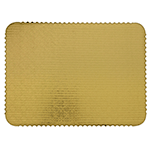 Gold Rectangular Scalloped Corrugated Half Size Cake Board 14" x 18" - Pack of 10
