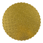 Gold Scalloped Round Cake Board, 10" x 3/32" - Pack of 10