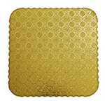O'Creme Gold Corrugated Scalloped Square Cake Board, 8", Pack of 10