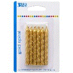 DecoPac Gold Spiral Candles, Pack of 12