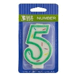 Green Sprinkle 'Number Five' Candle, 3.05" x 1.85" x 0.65"