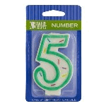 Green Sprinkle 'Number Five' Candle, 3.05