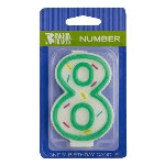 Green Sprinkle 'Number Eight' Candle, 3.05