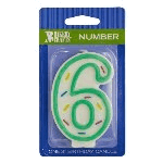 Green Sprinkle 'Number Six' Candle, 3.1