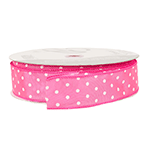 Wired Hot Pink with White Dots Ribbon, 1-1/2" Wide, 50 Yards