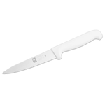 Icel 242306112 4-1/2" Serrated Edge Stainless Steel Utility Knife, White Plastic Handle
