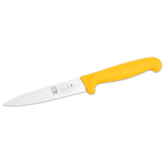 Icel 243306112 4-1/2" Serrated Edge Stainless Steel Utility Knife, Yellow Plastic Handle