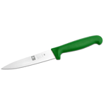 Icel 245306112 4-1/2" Serrated Edge Stainless Steel Utility Knife, Green Plastic Handle