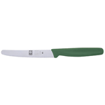 Icel Steak Knife, 4-1/4" Wavy-Edge Blade, Green Plastic Handle