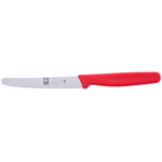 Icel Steak Knife, 4-1/4" Wavy-Edge Blade, Red Plastic Handle