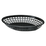Johnson-Rose Black Oval Plastic Fast Food Basket, 9-3/8" - Pack of 12