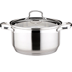 Josef Strauss Low Casserole, Stainless Steel with Glass Lid, 15L, 14.2'' diameter x 6'' high