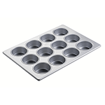 Jumbo Aluminized Steel Muffin Pan Glazed 12 Cups. Cup Size 3-3/8