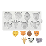 Katy Sue Jungle Animal Heads Fondant Mold, 8 Cavities