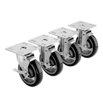 Krowne Metal 28-101S 4" x 4" Plate Caster with 3" Wheel (Set of 4)