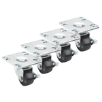 Krowne Metal 28-110S Low Profile 3-1/2" X 3-1/2" Plate Caster with 2" Wheel (Set of 4)