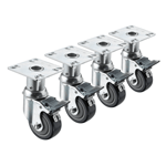 Krowne Metal 28-114S 6"-7" Adjustable Height 3-1/2" x 3-1/2" Plate Caster with 3" Wheel (Set of 4)