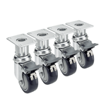 Krowne Metal 28-160S 6"-7" Adjustable Height 2-3/8" x 3-5/8" Plate Caster with 3" Wheel (Set of 4)