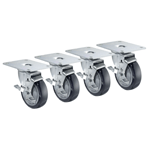 Krowne Metal 28-171S 4" X 5" Plate Caster with 4" Wheel (Set of 4)