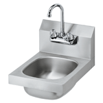 Krowne Metal HS-9-LF - 12" Wide Space Saver Hand Sink 4" On Center Faucet Holes (Less Faucet)