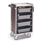 Lakeside 890 Enclosed Bussing Cart 5 Shelf 16 x 22 - Walnut Vinyl Finish