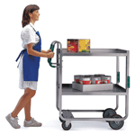 Lakeside LA7140 Ergo-One Stainless Steel 2-Shelf Utility Cart - 1000 Lb. - Shelf Size: 24" x 42"