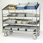 Lakeside B587 Soiled Dish Breakdown Cart - 1 Flat, 3 Angled Shelves - Shelf Size: 28