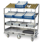 Lakeside B592 Soiled Dish Breakdown Cart - 2 Flat, 2 Angled Shelves - Shelf Size: 28