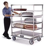 Lakeside LA585 Stainless Steel Tough Transport Banquet Cart 5 Shelf 28 x 46 - 3 Edges Up, 1 Down