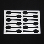 Martellato Tuile Template, Spoon, 5" length, overall of sheet 12" x 8"
