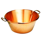 Matfer Copper Heavy Jam Pan, Solid Copper with Two Bronze Handles, 8.5 quarts