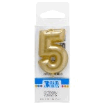 Mini Gold 'Number Five' Candle, 1.15