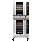 Moffat G32D5/2C(N) Turbofan Natural Gas Digital Full Size 5 Pan Convection Oven - Double Deck With Stacking Kit and Casters