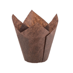 Novacart Brown Tulip Disposable Baking Cup, 1-1/4" to 2-3/4" High x 2" Dia., Pack of 195
