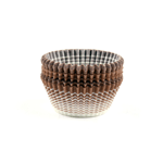 Novacart Round Paper Cup, Brown Patterned Outside, 1-3/8" Base Diameter, 13/16" High, Pack of 200