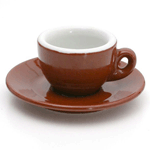 Nuova Point Espresso Porcelain Cup and Saucer Set, Brown & White - Pack of 12