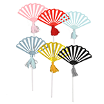 O'Creme Assorted Fan Cake Toppers, Pack of 9