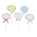 O'Creme Assorted Plaque Cake Toppers, Pack of 5