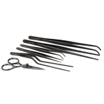 O'Creme Black Stainless Steel Tweezers & Scissors, Set of 6 