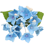 O'Creme Blue Hydrangea Spray Gumpaste Flowers - Set of 3