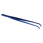 O'Creme Blue Stainless Steel Curved Tip Tweezers, 10