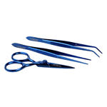 O'Creme Blue Stainless Steel Tweezers & Scissors, Set of 3 