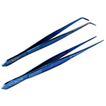 O'Creme Blue Stainless Steel Tweezers, Set of 2