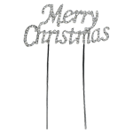 O'Creme Silver Rhinestone 'Merry Christmas' Cake Topper