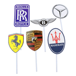 O'Creme Car Symbols Cake Toppers, Pack of 6