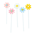 O'Creme Colored Daisy Cake Toppers, Pack of 5