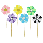 O'Creme Flower Cake Toppers, Pack of 6